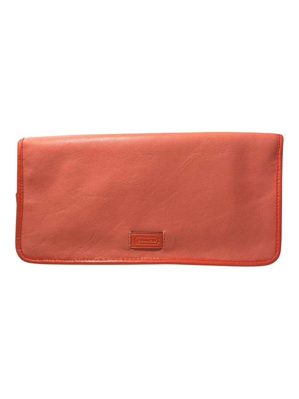 Vintage Y2K Coach Bag Legacy Hamptons Foldover Cut-Out Clutch Bag Coral Leather